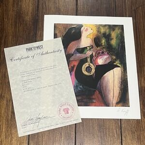 Linda Le Kinff Signed Serigraph Print "Note D'Or"  (Golden Note) 2003 With COA